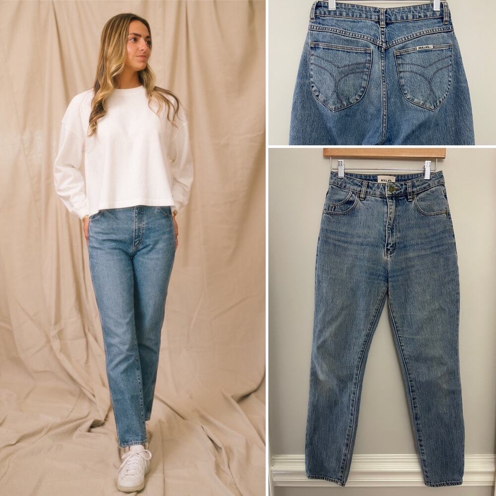 Rolla's Classic Vintage Inspired Slim High Rise Straight Leg Dusters Jeans 26‎